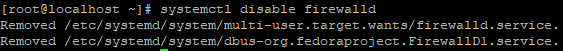 output of systemctl disable firewalld