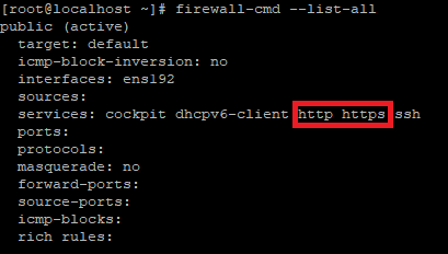 output of firewall-cmd --list-all