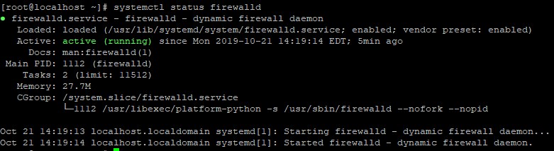 output of systemctl status firewalld